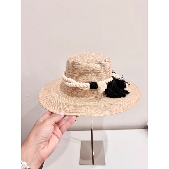 Naples Palm Woven Sun Hat Leaves Macrame Band Women's Large - Picture 2 of 5